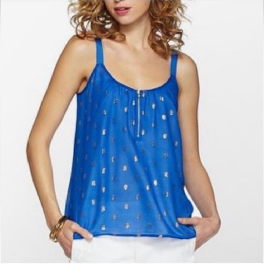 Lilly Pulitzer Blue Zip Silk Tank - M